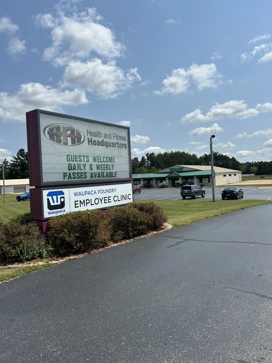 Health and Fitness Headquarters sign outside the gym in Waupaca